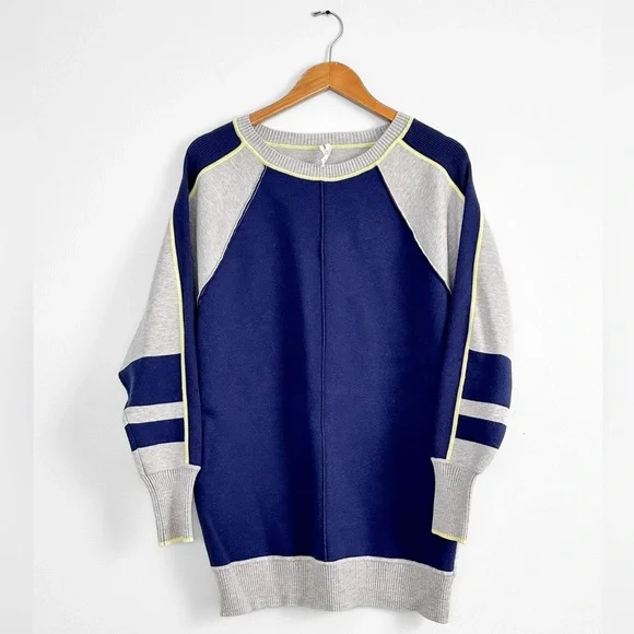 Anthropologie Daily Practice Navy Gray Colorblock Sporty Tunic Mini Dress small - Picture 2 of 7